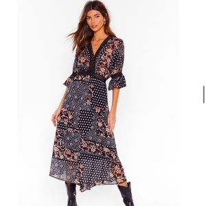 Mixed Print Relaxed Maxi Dress